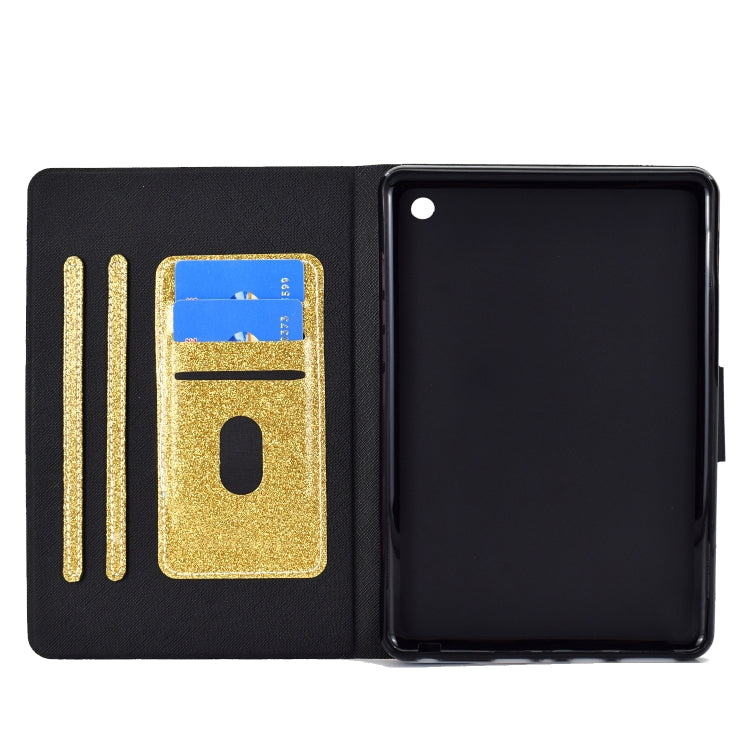 For Amazon Kindle Fire 7 2022 Varnish Glitter Powder Smart Leather Tablet Case(Yellow) - Amazon by PMC TechLife | Online Shopping South Africa | PMC TechLife | Buy Now Pay Later Mobicred