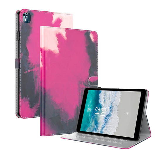 For Nokia T10 Watercolor Pattern Flip Leather Tablet Case(Berry Color) - Nokia by PMC Jewellery | Online Shopping South Africa | PMC Jewellery | Buy Now Pay Later Mobicred