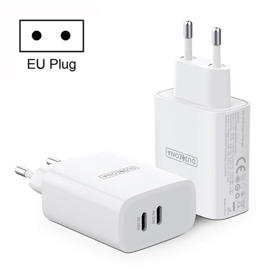 DUZZONA T4 PD 35W Dual Type-C Ports Travel Charger, Plug Type:EU Plug(White) - USB Charger by DUZZONA | Online Shopping South Africa | PMC Jewellery | Buy Now Pay Later Mobicred