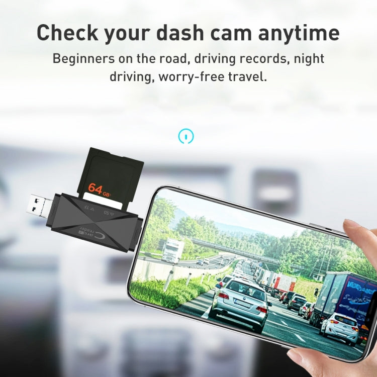 ADS-218 8 Pin+USB+Type-C Multi-function Card Reader(Black) - free shipping - PMC Jewellery - Order now!