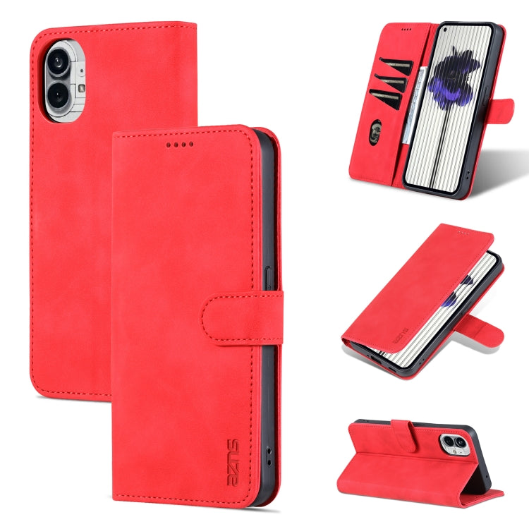 For Nothing Phone 1 AZNS Skin Feel Calf Texture Flip Leather Phone Case (Red) - More Brand by AZNS | Online Shopping South Africa | PMC Jewellery | Buy Now Pay Later Mobicred