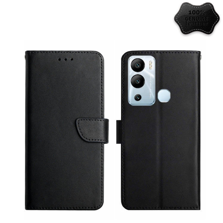 For Infinix Hot 12i Genuine Leather Fingerprint-proof Horizontal Flip Phone Case(Black) - Infinix Cases by PMC TechLife | Online Shopping South Africa | PMC TechLife | Buy Now Pay Later Mobicred