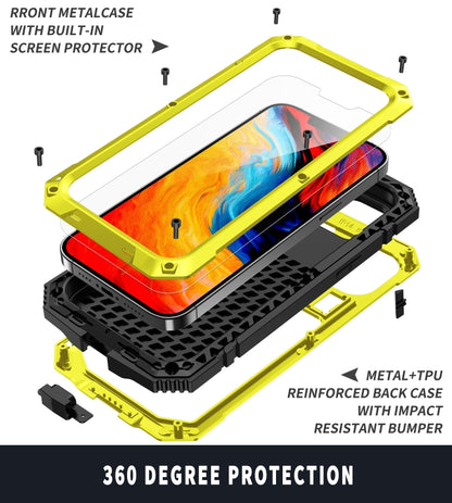 For iPhone 14 R-JUST Shockproof Waterproof Dust-proof Case with Holder (Yellow) - iPhone 14 Cases by R-JUST | Online Shopping South Africa | PMC Jewellery