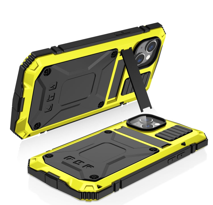 For iPhone 14 Plus R-JUST Shockproof Waterproof Dust-proof Case with Holder (Yellow) - iPhone 14 Plus Cases by R-JUST | Online Shopping South Africa | PMC Jewellery