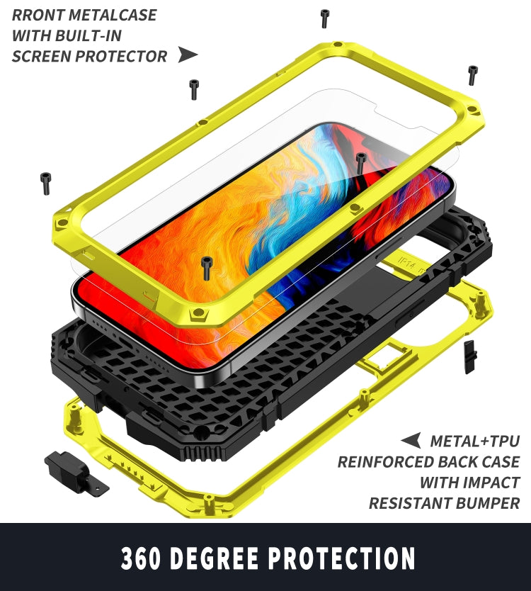 For iPhone 14 Plus R-JUST Shockproof Waterproof Dust-proof Case with Holder (Yellow) - free shipping - PMC TechLife - Order now!