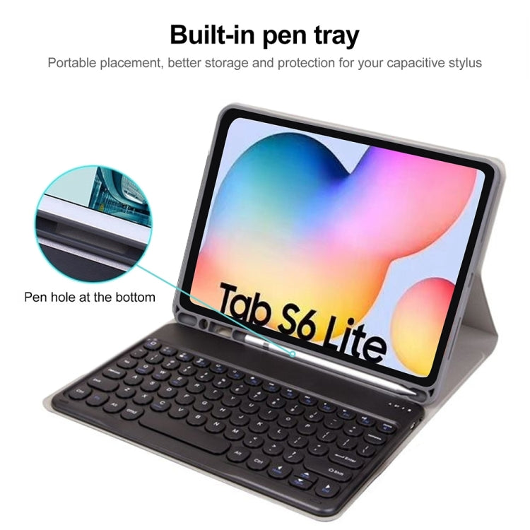 Round Cap Bluetooth Keyboard Leather Case with Pen Slot, without Touchpad For Samsung Galaxy Tab A7 10.4 2020(Black+White Keyboard) - Samsung Keyboard by PMC Jewellery | Online Shopping South Africa | PMC Jewellery