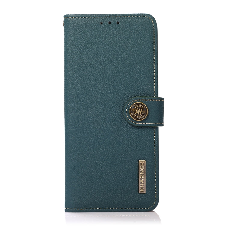 For OnePlus 10T/Ace Pro KHAZNEH Custer Texture RFID Genuine Leather Phone Case(Green) - OnePlus Cases by PMC TechLife | Online Shopping South Africa | PMC TechLife | Buy Now Pay Later Mobicred