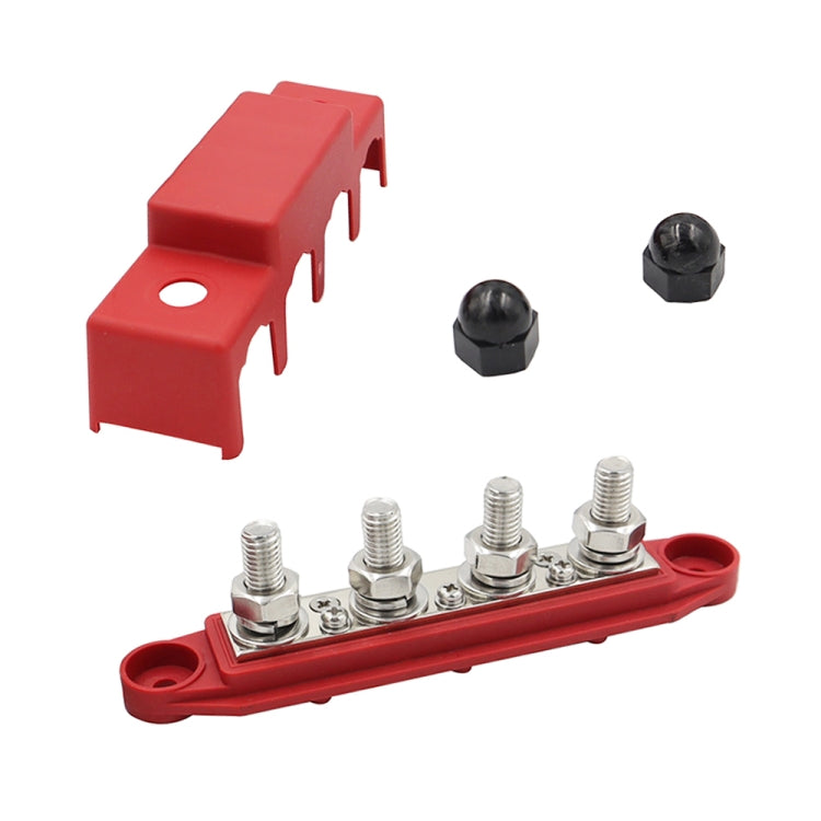Red M8 Stud RV Ship High Current Power Distribution Terminal Block with Cover - Fuse by PMC TechLife | Online Shopping South Africa | PMC TechLife | Buy Now Pay Later Mobicred