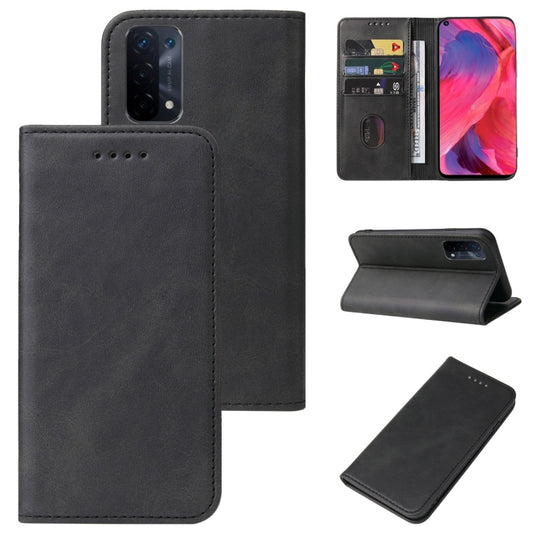 For OPPO A74 5G Magnetic Closure Leather Phone Case(Black) - OPPO Cases by PMC Jewellery | Online Shopping South Africa | PMC Jewellery | Buy Now Pay Later Mobicred