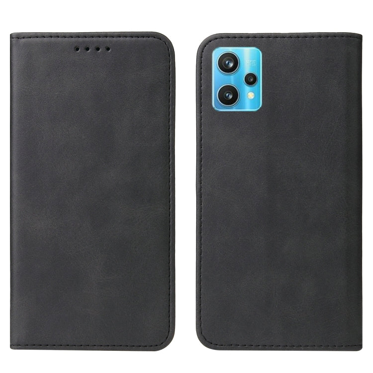 For Realme 9 Pro+ Magnetic Closure Leather Phone Case(Black) - OPPO Cases by PMC Jewellery | Online Shopping South Africa | PMC Jewellery | Buy Now Pay Later Mobicred