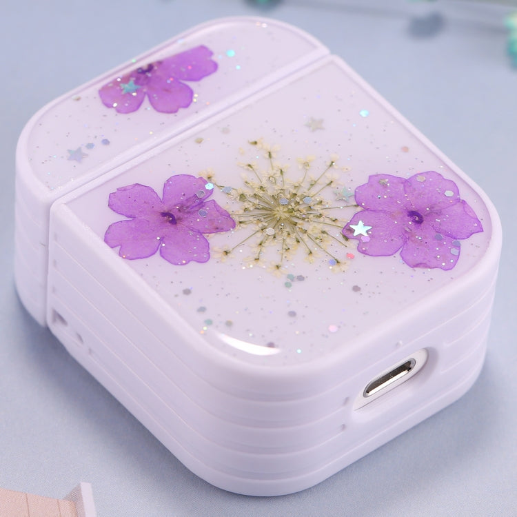 For AirPods 1 / 2 Beautiful Ladies Flowers Pattern Wireless Earphone Protective Case(Purple) - For AirPods 1/2 by PMC Jewellery | Online Shopping South Africa | PMC Jewellery