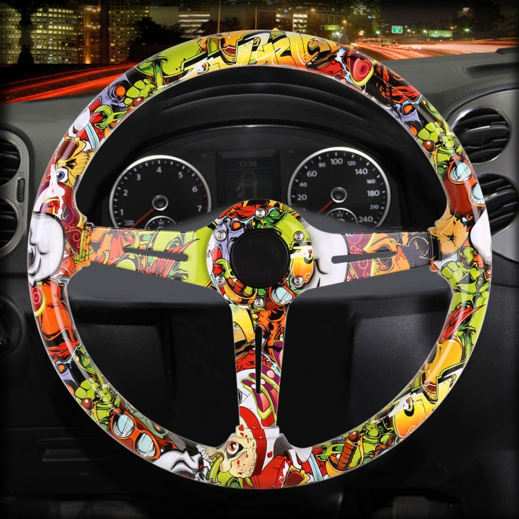 35cm Car Racing Graffiti ABS Steering Wheel(Style 3) - Steering Wheel Accessories by PMC Jewellery | Online Shopping South Africa | PMC Jewellery | Buy Now Pay Later Mobicred