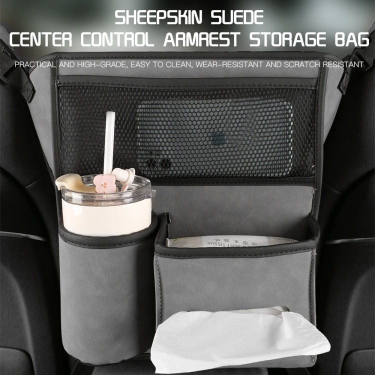 Car Center Console Hanging Bag Sheepskin Leather Storage Bag(Brown) - Seat Accessories by PMC TechLife | Online Shopping South Africa | PMC TechLife | Buy Now Pay Later Mobicred
