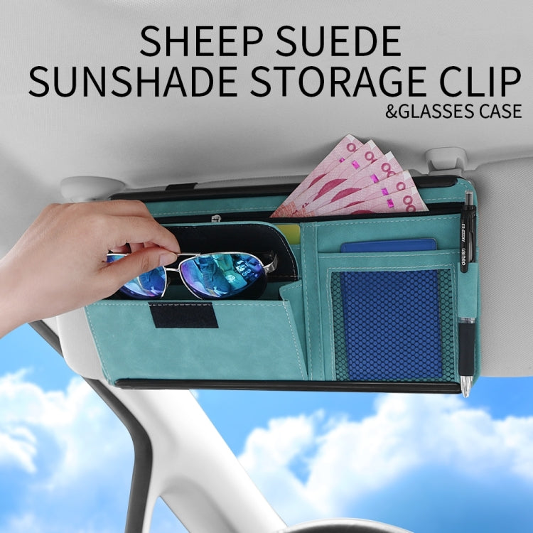 Car Sun Viso Sheepskin Leather Storage Bag(Blue) - Stowing Tidying by PMC TechLife | Online Shopping South Africa | PMC TechLife | Buy Now Pay Later Mobicred