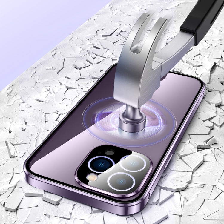 For iPhone 14 Magnetic Double-buckle HD Tempered Glass Phone Case (Blue) - iPhone 14 Cases by PMC TechLife | Online Shopping South Africa | PMC TechLife | Buy Now Pay Later Mobicred