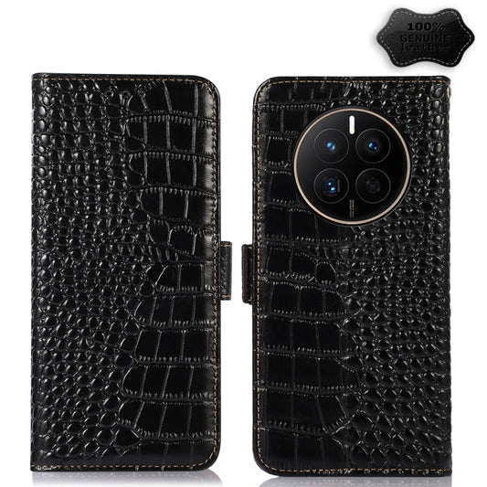 For Huawei Mate 50 Crocodile Top Layer Cowhide Leather Phone Case(Black) - Huawei Cases by PMC Jewellery | Online Shopping South Africa | PMC Jewellery | Buy Now Pay Later Mobicred