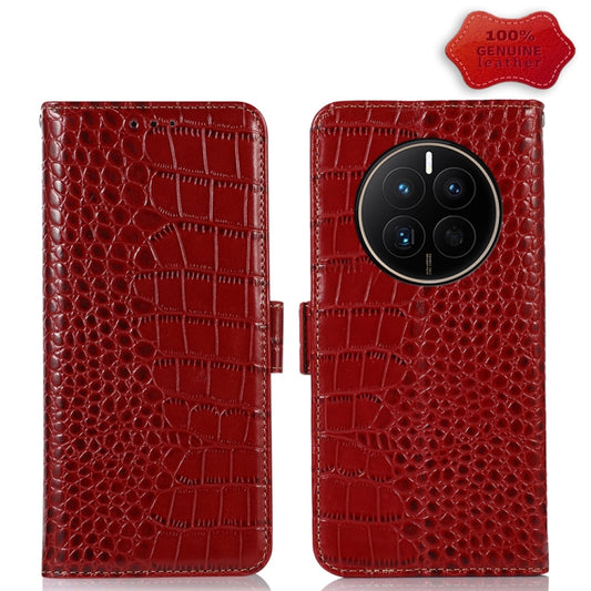 For Huawei Mate 50 Crocodile Top Layer Cowhide Leather Phone Case(Red) - Huawei Cases by PMC Jewellery | Online Shopping South Africa | PMC Jewellery | Buy Now Pay Later Mobicred