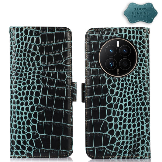 For Huawei Mate 50 Crocodile Top Layer Cowhide Leather Phone Case(Green) - Huawei Cases by PMC Jewellery | Online Shopping South Africa | PMC Jewellery | Buy Now Pay Later Mobicred