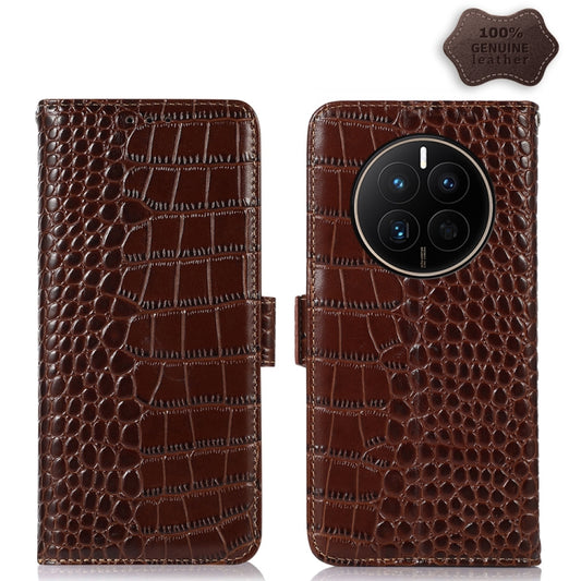 For Huawei Mate 50 Crocodile Top Layer Cowhide Leather Phone Case(Brown) - Huawei Cases by PMC Jewellery | Online Shopping South Africa | PMC Jewellery | Buy Now Pay Later Mobicred