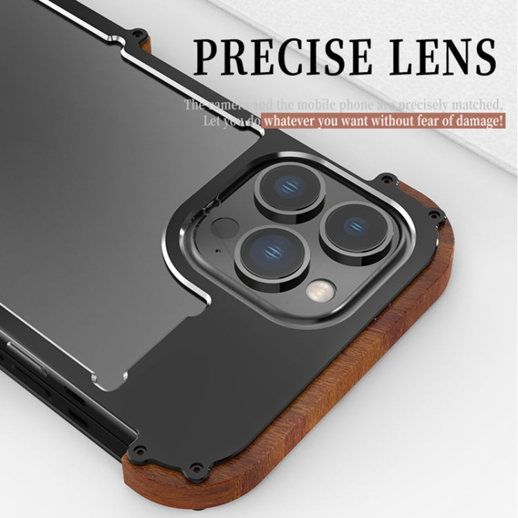 For iPhone 14 R-JUST Ironwood Generation Metal + Wood Phone Case - iPhone 14 Cases by R-JUST | Online Shopping South Africa | PMC TechLife | Buy Now Pay Later Mobicred