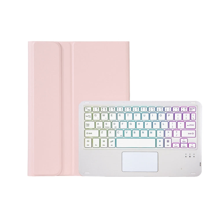 AM18-AS Tri-color Backlight Bluetooth Keyboard Leather Case with Touchpad For Lenovo XiaoXin Pad Pro 2022 11.2 inch(Pink) - Lenovo Keyboard by PMC TechLife | Online Shopping South Africa | PMC TechLife