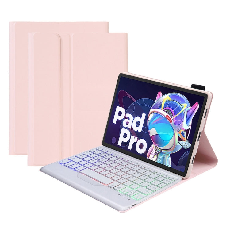 AM18-BS Tri-color Backlight Bluetooth Keyboard Leather Case For Lenovo XiaoXin Pad Pro 2022 11.2 inch(Pink) - Lenovo Keyboard by PMC TechLife | Online Shopping South Africa | PMC TechLife
