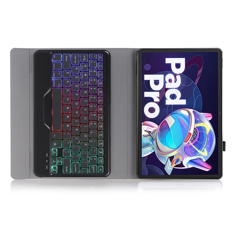 AM18-BS Tri-color Backlight Bluetooth Keyboard Leather Case For Lenovo XiaoXin Pad Pro 2022 11.2 inch(Pink) - Lenovo Keyboard by PMC TechLife | Online Shopping South Africa | PMC TechLife