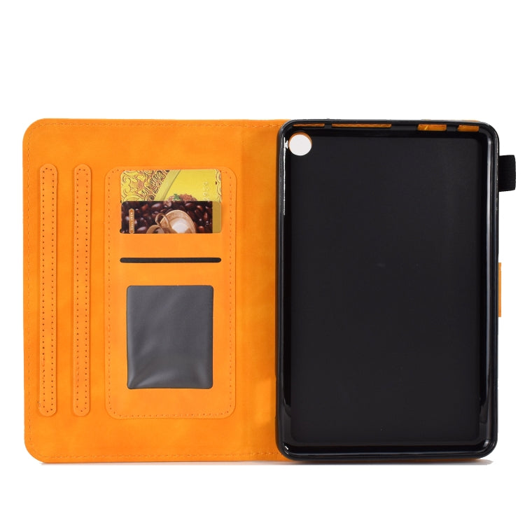 For Amazon Kindle Fire 7 2022 Embossed Smile Flip Tablet Leather Case(Khaki) - Amazon by PMC TechLife | Online Shopping South Africa | PMC TechLife | Buy Now Pay Later Mobicred