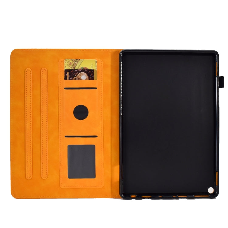For Amazon Kindle Fire HD 10 2021 Embossed Smile Flip Tablet Leather Case(Khaki) - Amazon by PMC TechLife | Online Shopping South Africa | PMC TechLife | Buy Now Pay Later Mobicred