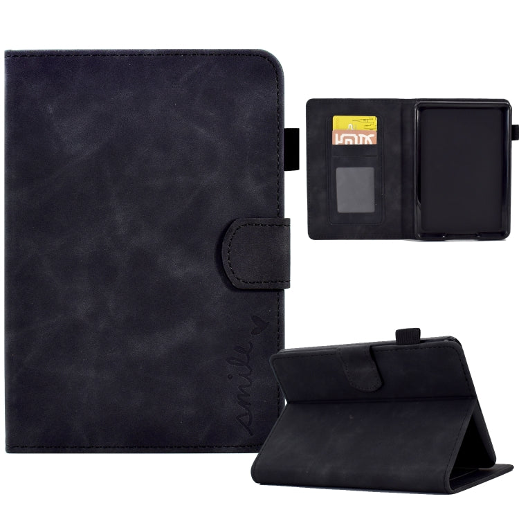 For Amazon Kindle Paperwhite 5 Embossed Smile Flip Tablet Leather Case(Black) - Amazon by PMC TechLife | Online Shopping South Africa | PMC TechLife | Buy Now Pay Later Mobicred