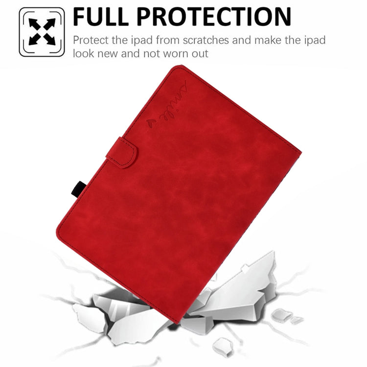 For Amazon Kindle Paperwhite 4/3/2/1 Embossed Smile Flip Tablet Leather Case(Red) - Amazon by PMC TechLife | Online Shopping South Africa | PMC TechLife | Buy Now Pay Later Mobicred