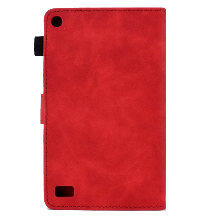 For Amazon Kindle Fire 7 2019/2017/2015 Embossed Smile Flip Tablet Leather Case(Red) - Amazon by PMC TechLife | Online Shopping South Africa | PMC TechLife | Buy Now Pay Later Mobicred