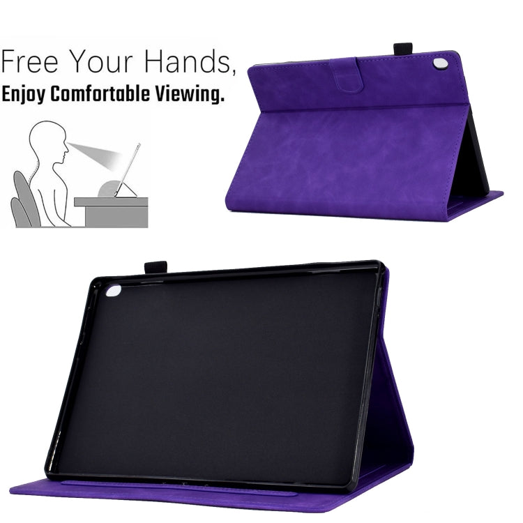 For Lenovo Tab M10 Embossed Smile Flip Tablet Leather Case(Purple) - Lenovo by PMC TechLife | Online Shopping South Africa | PMC TechLife | Buy Now Pay Later Mobicred