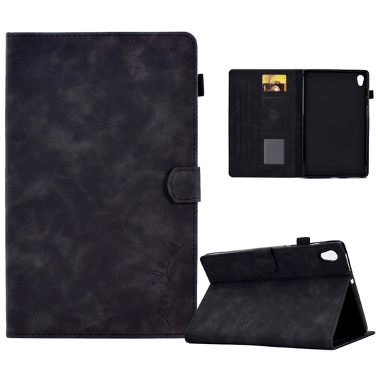 For Lenovo Tab M10 HD Gen 2 Embossed Smile Flip Tablet Leather Case(Black) - Lenovo by PMC Jewellery | Online Shopping South Africa | PMC Jewellery | Buy Now Pay Later Mobicred