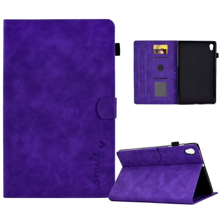 For Lenovo Tab M10 HD Gen 2 Embossed Smile Flip Tablet Leather Case(Purple) - Lenovo by PMC TechLife | Online Shopping South Africa | PMC TechLife | Buy Now Pay Later Mobicred