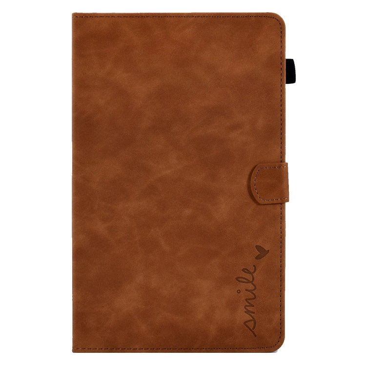 For Lenovo Tab M10 HD Gen 2 Embossed Smile Flip Tablet Leather Case(Brown) - Lenovo by PMC TechLife | Online Shopping South Africa | PMC TechLife | Buy Now Pay Later Mobicred