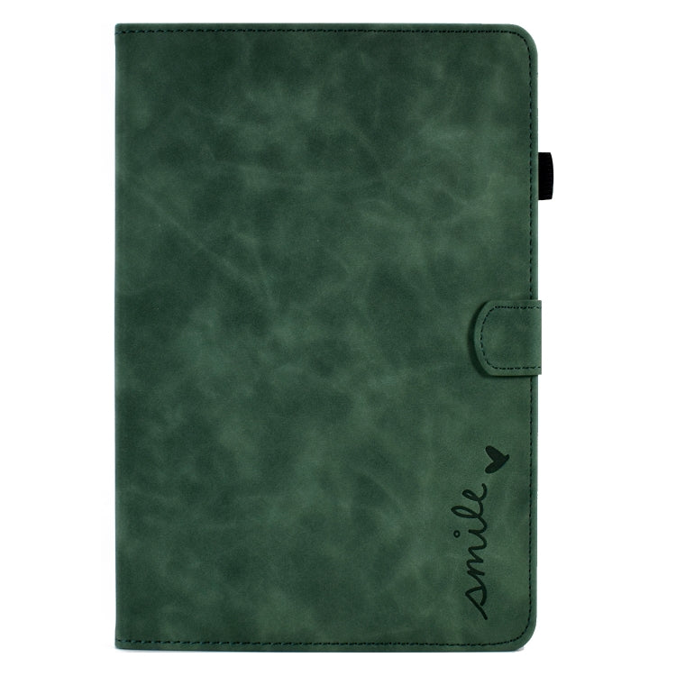 For Lenovo Tab M10 Plus 3rd Gen 10.6 inch Embossed Smile Flip Tablet Leather Case(Green) - Lenovo by PMC TechLife | Online Shopping South Africa | PMC TechLife | Buy Now Pay Later Mobicred