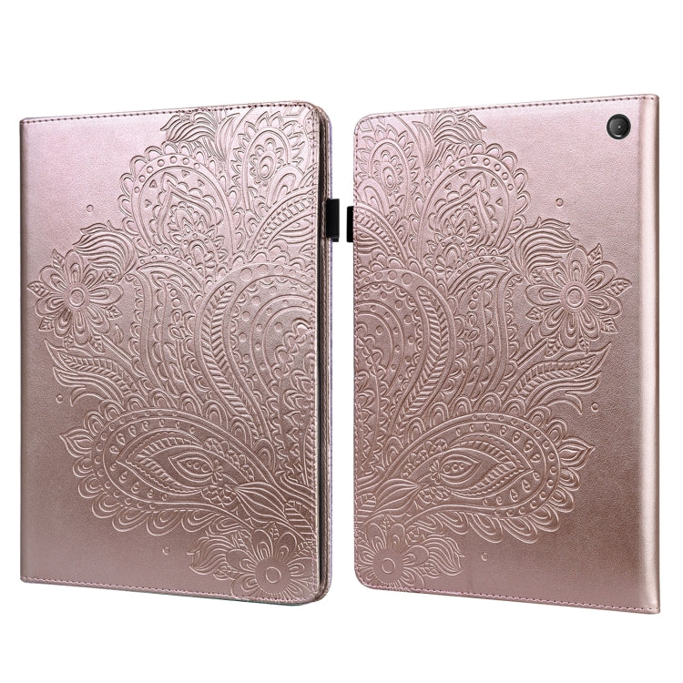 For Amazon Kindle Fire 7 2022 Peacock Embossed Pattern Leather Tablet Case(Gold) - Amazon by PMC TechLife | Online Shopping South Africa | PMC TechLife | Buy Now Pay Later Mobicred
