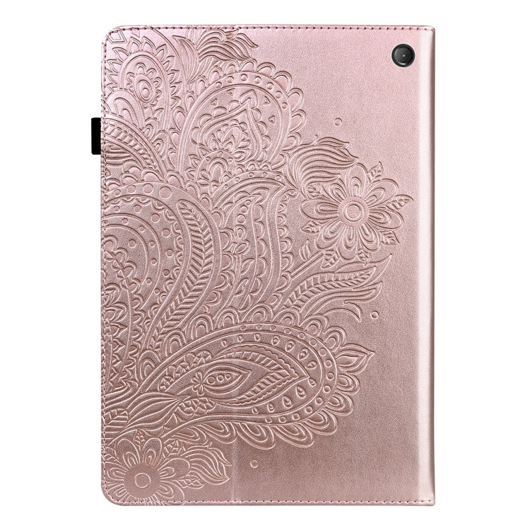 For Amazon Kindle Fire 7 2022 Peacock Embossed Pattern Leather Tablet Case(Gold) - Amazon by PMC TechLife | Online Shopping South Africa | PMC TechLife | Buy Now Pay Later Mobicred