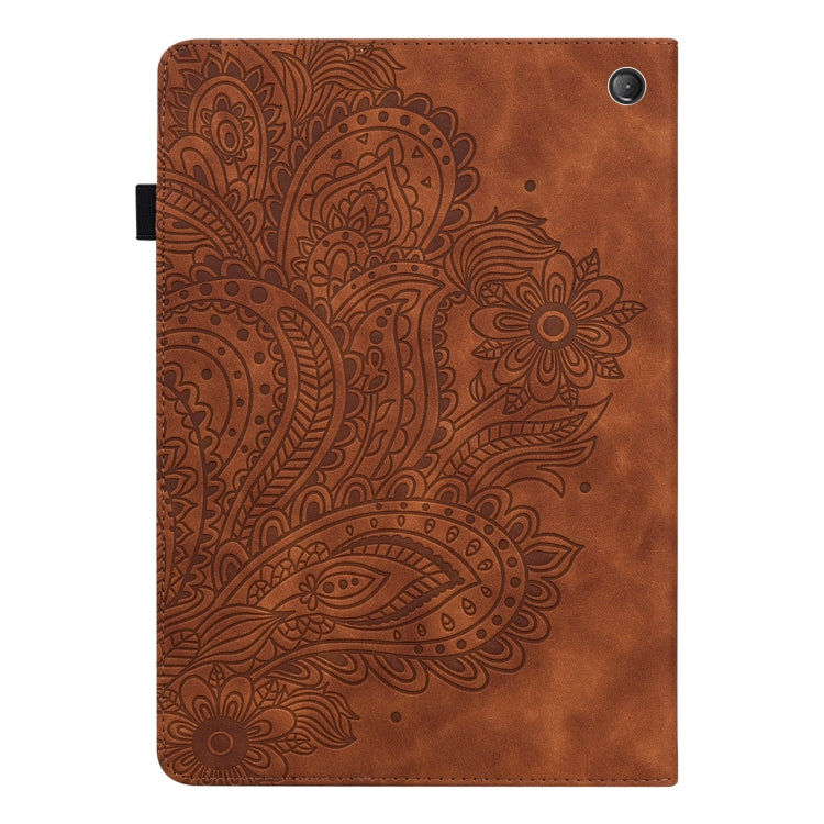 For Amazon Kindle Fire 7 2022 Peacock Embossed Pattern Leather Tablet Case(Brown) - Amazon by PMC TechLife | Online Shopping South Africa | PMC TechLife | Buy Now Pay Later Mobicred