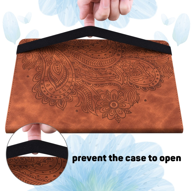 For Amazon Kindle Fire 7 2022 Peacock Embossed Pattern Leather Tablet Case(Brown) - Amazon by PMC TechLife | Online Shopping South Africa | PMC TechLife | Buy Now Pay Later Mobicred