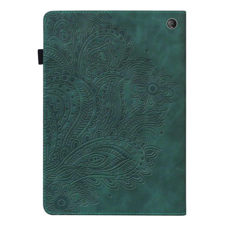 For Amazon Kindle Fire 7 2022 Peacock Embossed Pattern Leather Tablet Case(Green) - Amazon by PMC TechLife | Online Shopping South Africa | PMC TechLife | Buy Now Pay Later Mobicred