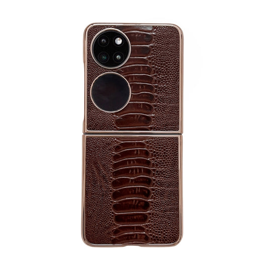 For Huawei P50 Pocket Genuine Leather Weilai Series Nano Plating Phone Case(Coffee) - Huawei Cases by PMC Jewellery | Online Shopping South Africa | PMC Jewellery | Buy Now Pay Later Mobicred