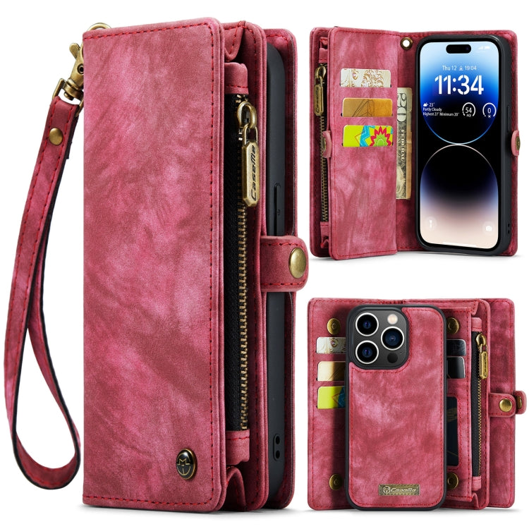 For iPhone 14 Pro CaseMe 008 Detachable Multifunctional Leather Phone Case(Red) - iPhone 14 Pro Cases by CaseMe | Online Shopping South Africa | PMC Jewellery | Buy Now Pay Later Mobicred