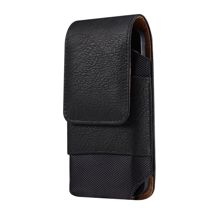 For 7.0 inch Mobile Phone Cowhide Texture Oxford Cloth Waist Bag(Black) -  by PMC TechLife | Online Shopping South Africa | PMC TechLife | Buy Now Pay Later Mobicred