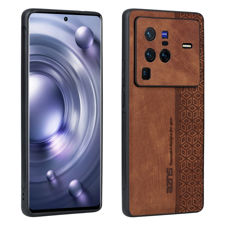 For vivo X80 Pro AZNS 3D Embossed Skin Feel Phone Case(Brown) - vivo Cases by AZNS | Online Shopping South Africa | PMC TechLife