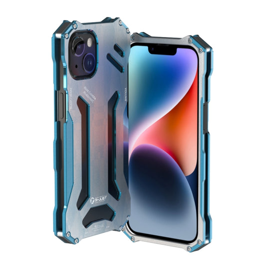 For iPhone 14 Plus R-JUST RJ17 Shockproof Armor Metal Phone Case(Blue) - iPhone 14 Plus Cases by R-JUST | Online Shopping South Africa | PMC Jewellery | Buy Now Pay Later Mobicred