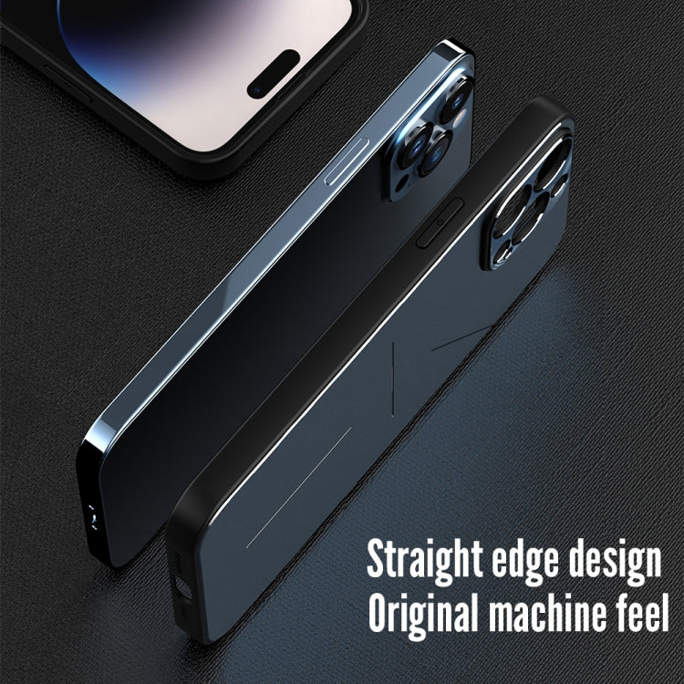 For iPhone 14 Plus R-JUST RJ52 3-Line Style Metal TPU Shockproof Phone Case(Blue) - iPhone 14 Plus Cases by R-JUST | Online Shopping South Africa | PMC TechLife