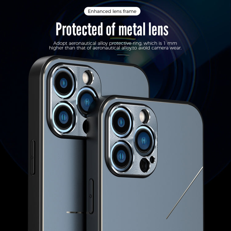 For iPhone 14 Pro R-JUST RJ52 3-Line Style Metal TPU Shockproof Phone Case(Blue) - iPhone 14 Pro Cases by R-JUST | Online Shopping South Africa | PMC TechLife