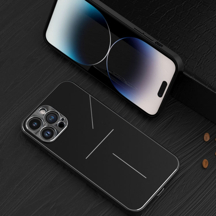 For iPhone 14 Pro Max R-JUST RJ52 3-Line Style Metal TPU Shockproof Phone Case(Black) - iPhone 14 Pro Max Cases by R-JUST | Online Shopping South Africa | PMC TechLife | Buy Now Pay Later Mobicred